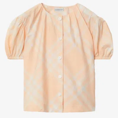 Burberry Toddler Sheryl Check Cotton Blouse In Orange