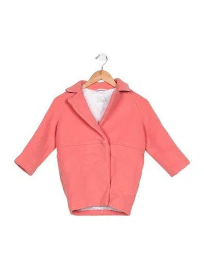Pre-owned Burberry Babies' Toddlers' Wool-blend Collared Coat In Pink