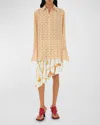 Burberry B-closure Print Silk Poplin Shirt In Goldwhite