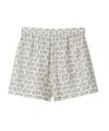 Burberry B Closure Print Silk Shorts In White