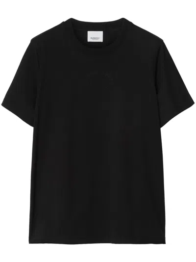 Burberry Tonal Embroidered-logo T-shirt In Schwarz