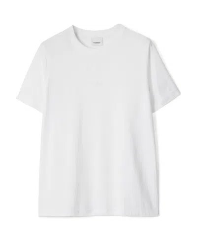 Burberry Tonal Embroidered-logo T-shirt In White