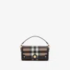 Burberry Womens Dark Birch Brown Note Check-print Woven Cross-body Bag In Brown