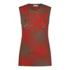 Burberry Ribbed Vest With Check Intarsia In Loch Ip Check