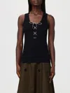 Burberry Ribbed Adjustable Drawstring Tank Top With Equestrian Knight Design In Black