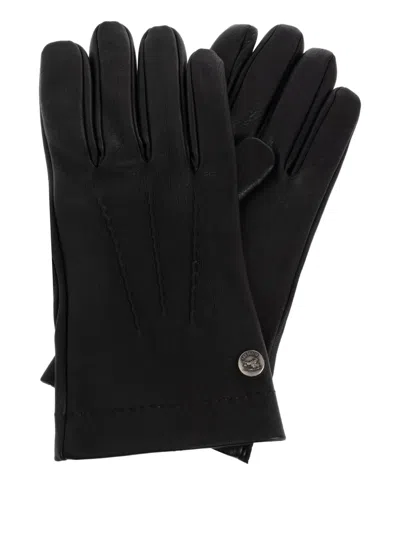 Burberry Topstitch Leather Gloves In Black