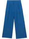 Shop Burberry Topstitched Wide-leg Trousers In Blau