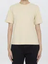 Burberry Logo Embroidered Cotton T-shirt In Beige
