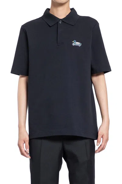 Burberry Logo-patch Short Sleeved Polo Shirt In Blue