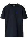 Burberry Blue T-shirt With Eks Logo Embroidered On The Front In Cotton Man In Blue