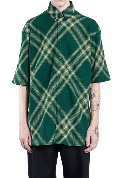 Burberry Check Wool Short Sleeve Shirt In Multicolor
