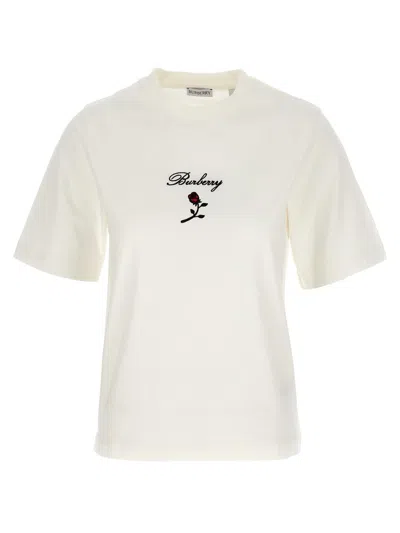 Burberry Crew Neck Floral Motif Short Sleeves T-shirt In White