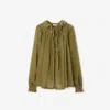 Burberry Torch Silk Blend Velvet Blouse