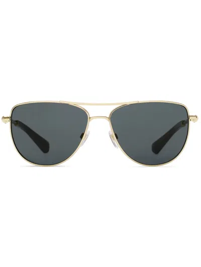 Burberry Tortoiseshell-effect Navigator-frame Sunglasses In Gold