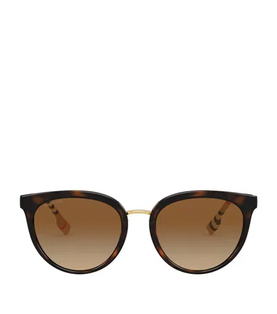 BURBERRY TORTOISESHELL ROUND SUNGLASSES