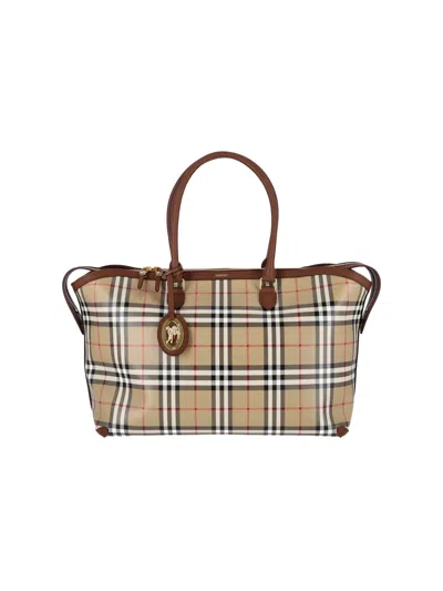 Burberry Tote Bag "check" In Beige