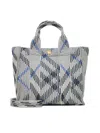 Burberry Check Knit Mini Tote Bag In Lichen
