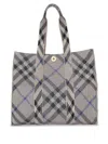 Burberry Check Media Canvas Tote Bag In Lichen