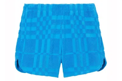 Pre-owned Burberry Towelling Check Above-knee Shorts Blue