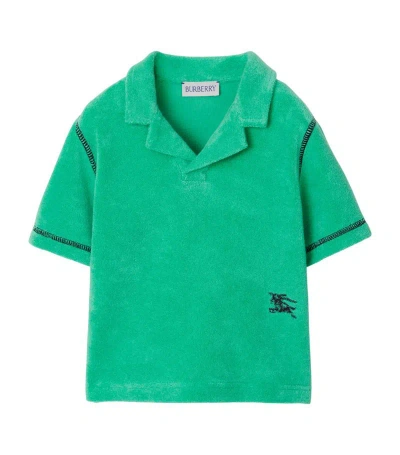 Burberry Ekd Towelling Polo Shirt In Green