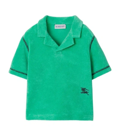 Burberry Kids' Ekd Towelling Polo Shirt In Green