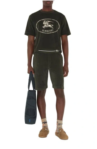 Burberry Towelling Shorts In Green