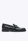 Burberry Mocassino Tower Black In Leather In Black