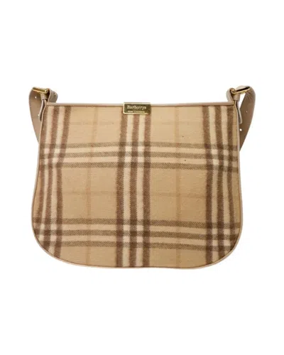Burberry Tracolla Square Mm Check Pattern Wool Shoulder Bag In Neutral