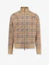 Burberry Beige Sweatshirt With Check Motif In Jacquard
