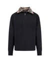 Burberry Mens Black Logo-embroidered Funnel-neck Cotton Sweatshirt