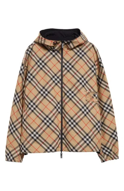 Burberry Check Twill Jacket In Beige