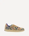 Burberry Men Beige Low Top Sneakers With Check Motif In Mixed Tech Fabrics Man