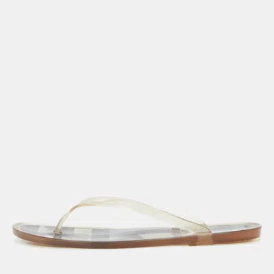 Pre-owned Burberry Transparent Rubber Thong Flat Sandals Size 39