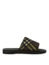 Burberry Green Trek Sandals In Black
