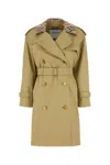 Burberry Castleford Check Collar Shower Resistant Cotton Gabardine Short Trench Coat In Gray