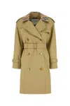 Burberry Castleford Check Collar Shower Resistant Cotton Gabardine Short Trench Coat In Gray