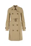 Burberry Women Beige Gabardine Heritage Chelsea Trench Coat