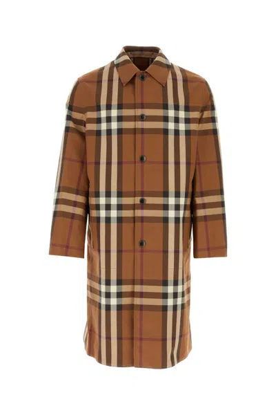 Burberry Embroidered Cotton Eversible Overcoat In Brown