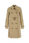 Burberry Women Beige Gabardine Heritage Chelsea Trench Coat