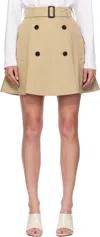 Burberry A-line Cotton Skirt With Belt And Pocket In Neutral