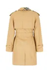 Burberry Double Breasted Canvas Long Trench Coat In Beige