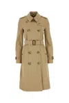Burberry Cotton Double-breasted Short Trench Coat In Beige O Tan