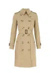Burberry Double-breasted Trench Jacket For Women In Beige O Tan
