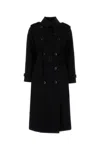 Burberry Women Black Gabardine Heritage Kensington Trench Coat In Black