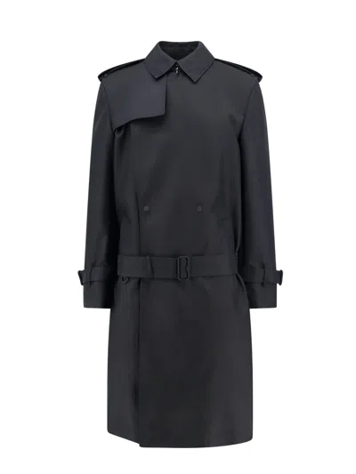 Burberry Long Trench Coat In Black