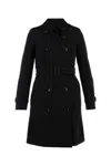 Burberry Black Gabardine Heritage Kensington Trench Coat In Black
