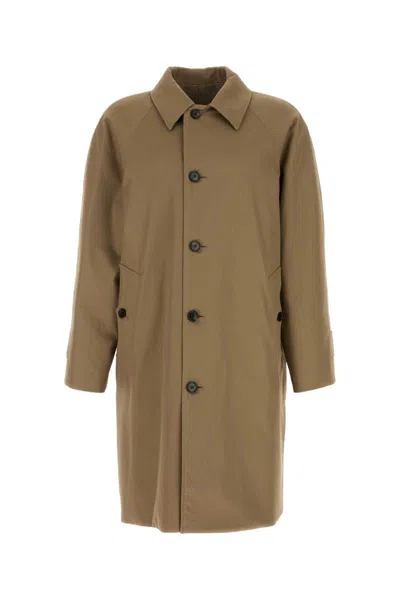 Burberry Men Mud Gabardine Reversible Overcoat In Neutral