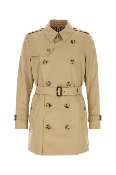 Burberry Double Breasted Belted Trench Coat In Multi