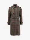 Burberry Vintage Effect Checked Trench Coat With Belt In Brown