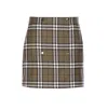 Burberry Button-embellished Checked Wool-twill Mini Skirt In Green